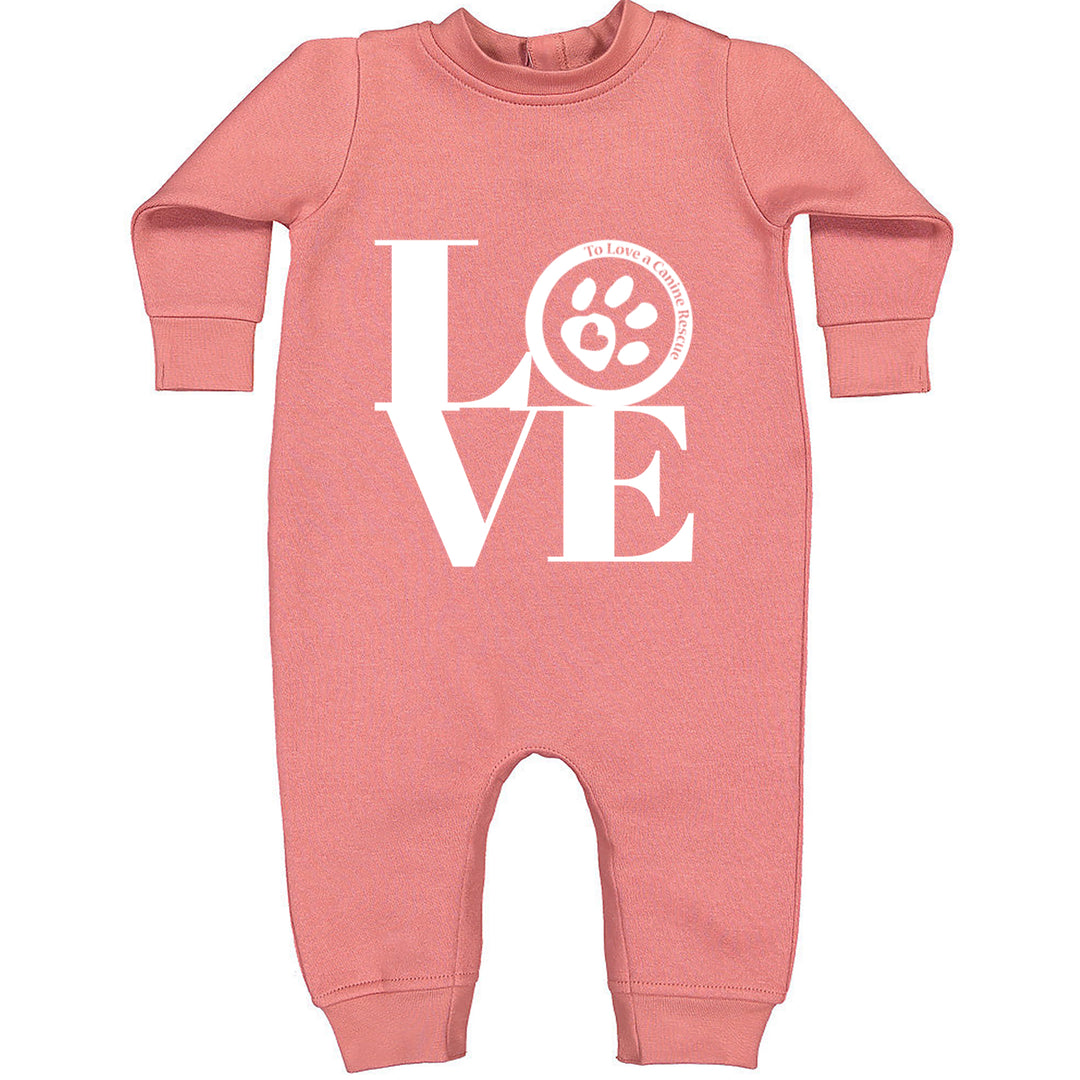 TLC LOVE Dog Rescue Toddler Hoodie Or Infant Fleece Romper Mauve