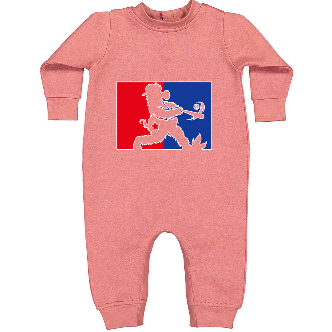 Batter Up Philly Baseball Phan Toddler Hoodie Or Infant Fleece Romper Mauve