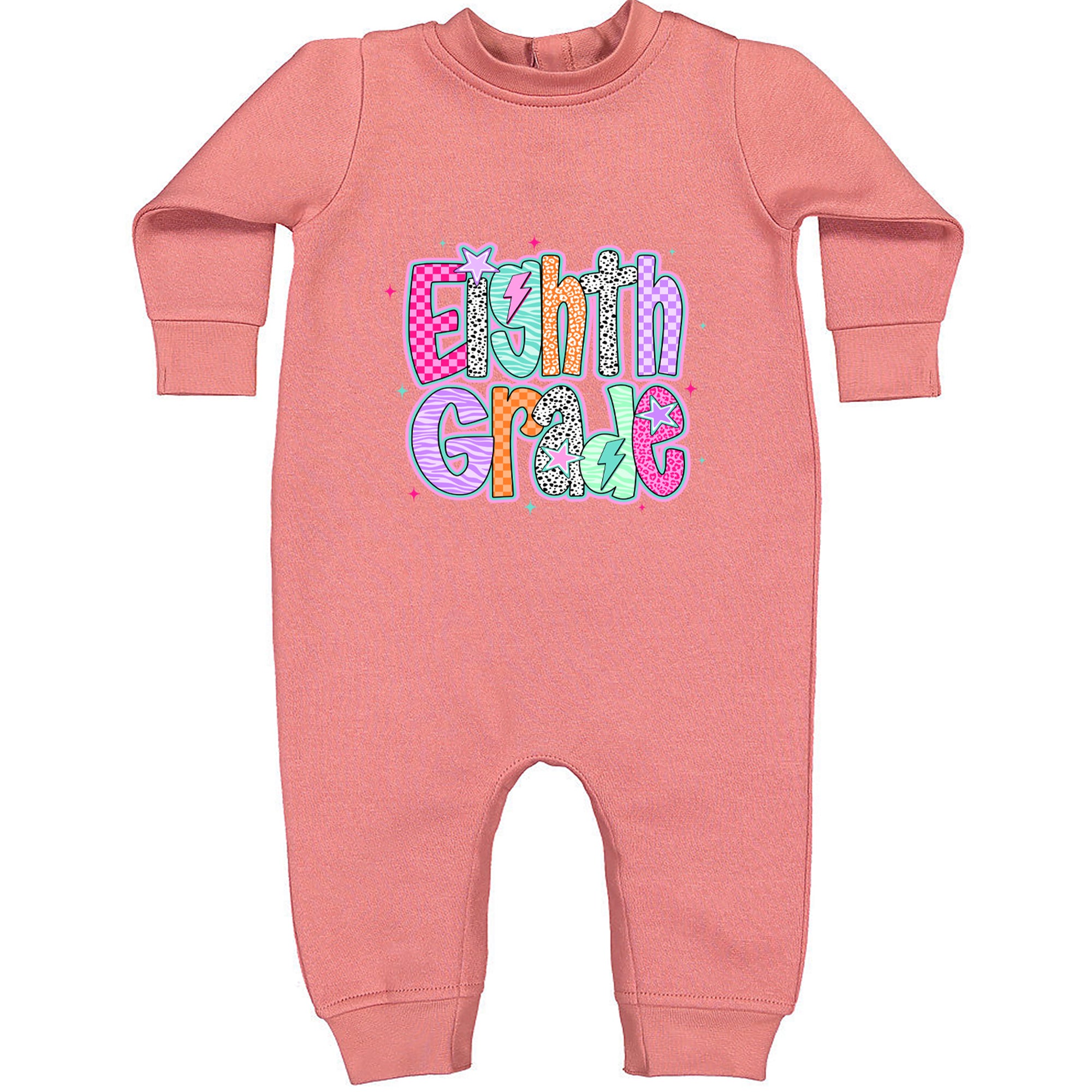 Eighth Grade Energy Colorful Back to School Toddler Hoodie Or Infant Fleece Romper Mauve