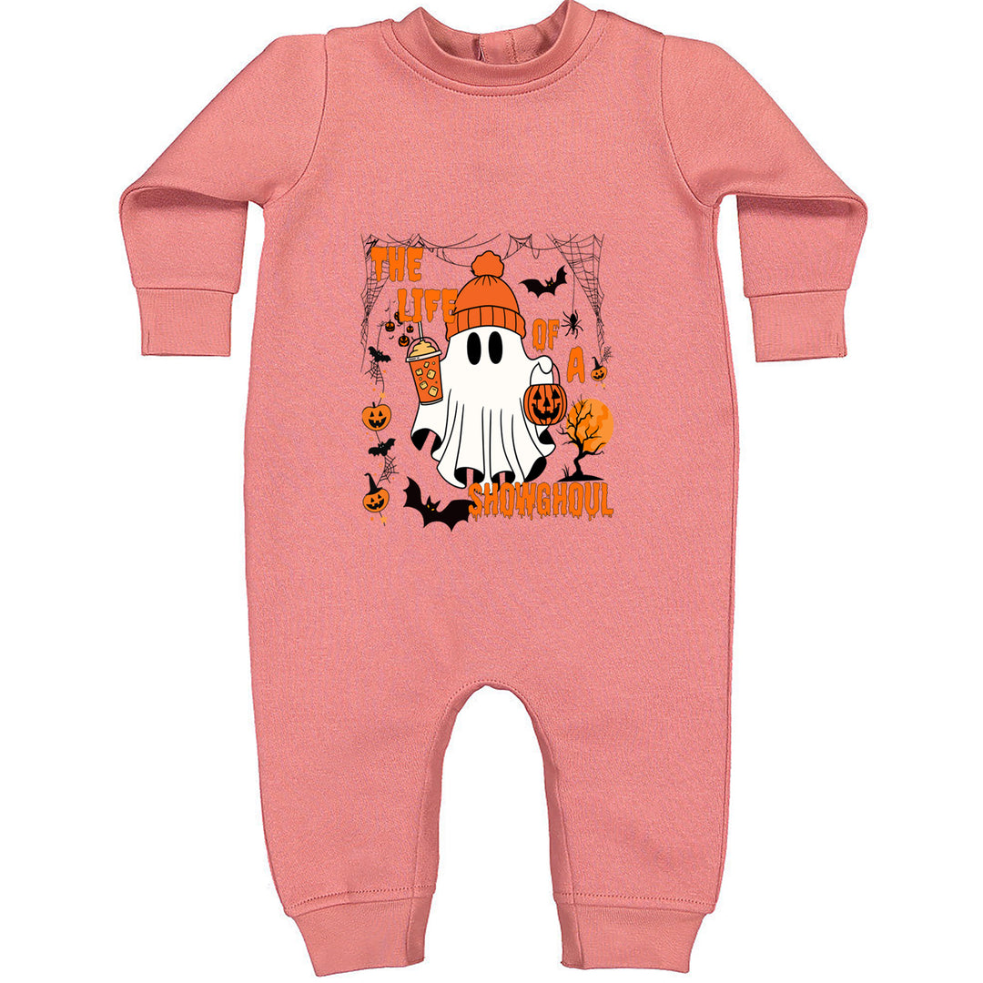 Life of a Showghoul Halloween Showgirl Vibes Toddler Hoodie Or Infant Fleece Romper Mauve