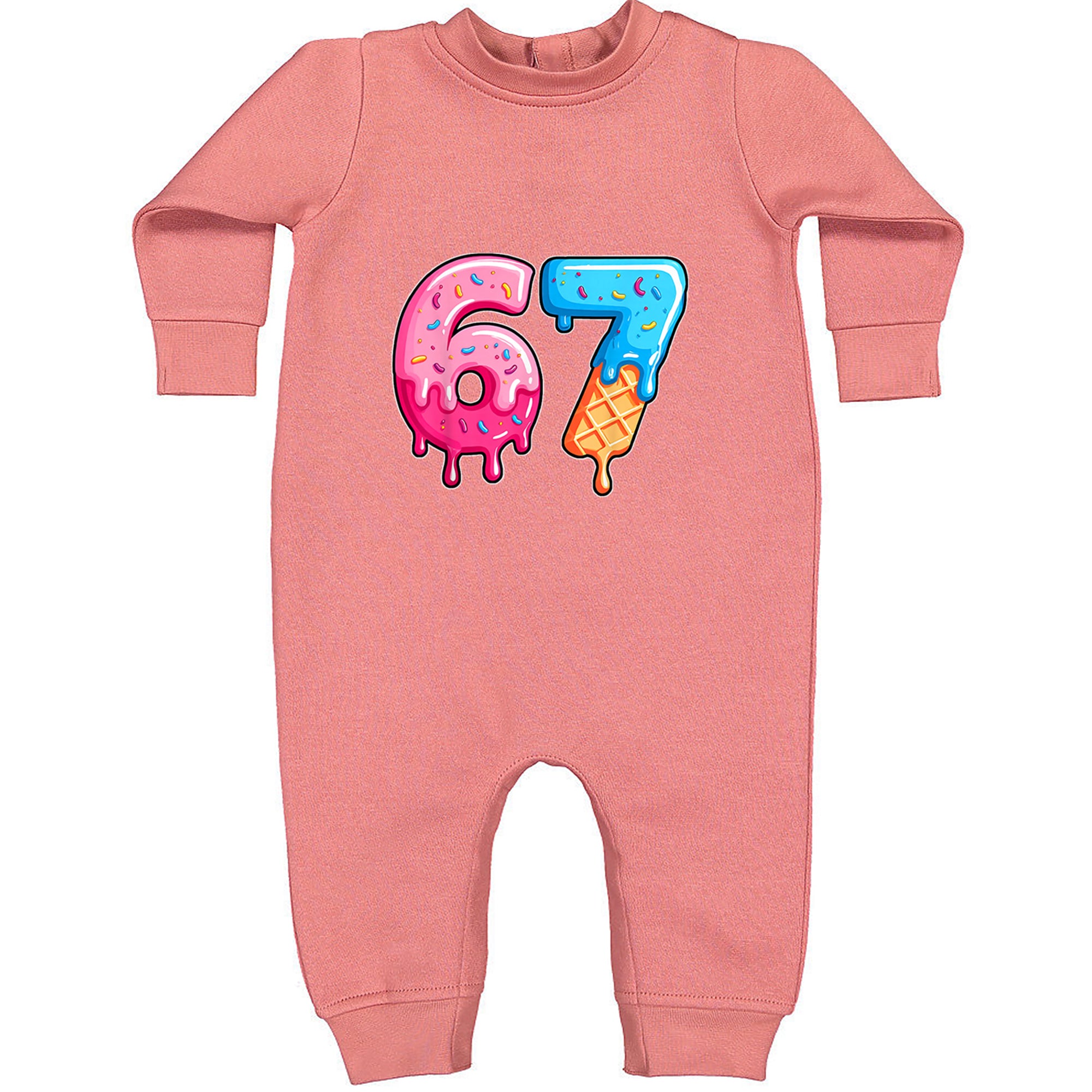 67 Dripping Ice Cream Donut Melt Toddler Hoodie Or Infant Fleece Romper Mauve