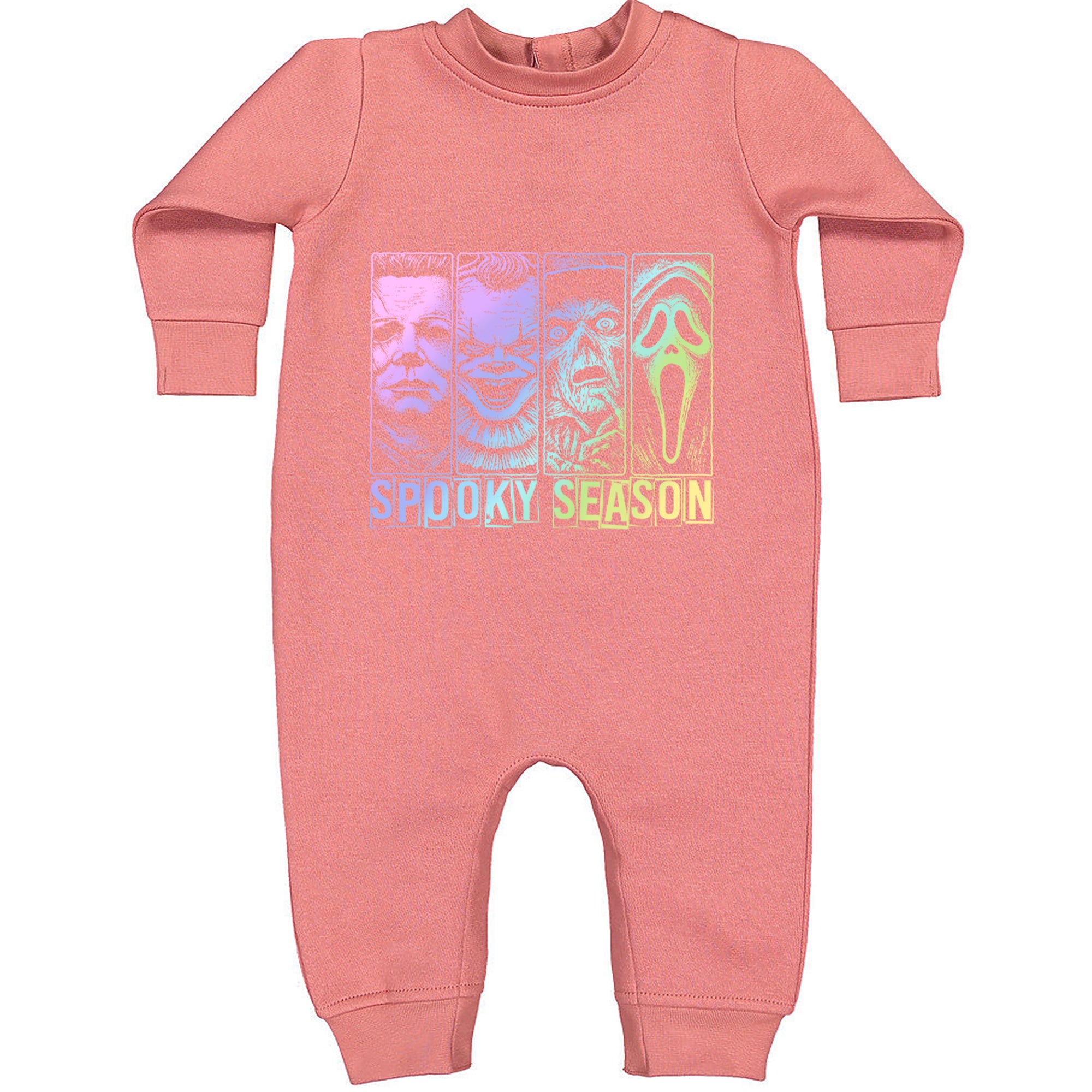 Spooky Season Horror Icons Halloween Toddler Hoodie Or Infant Fleece Romper Mauve