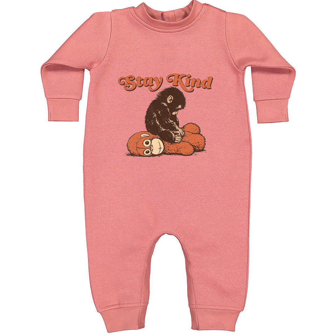 Punch Stay Kind Macaque Toddler Hoodie Or Infant Fleece Romper Mauve