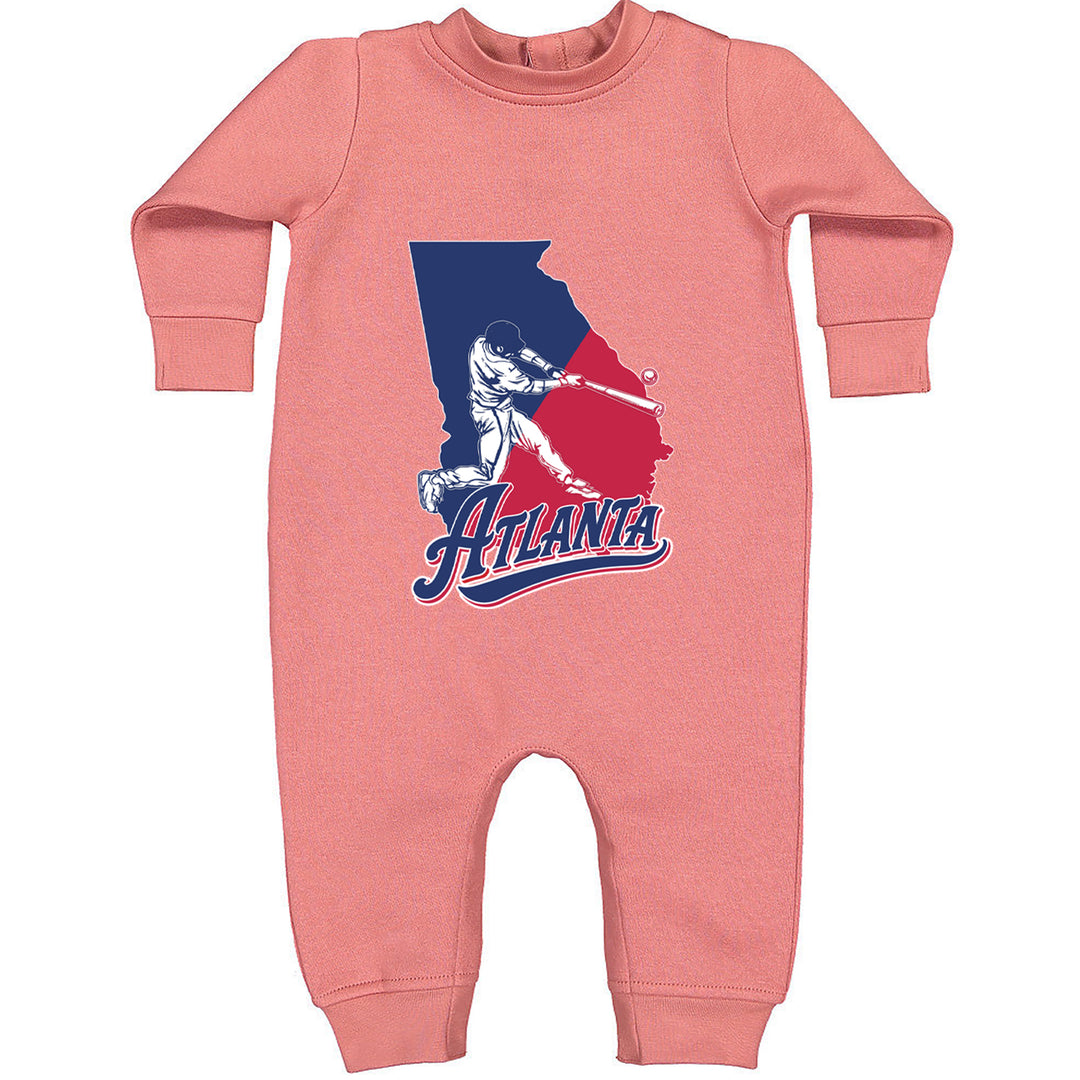 Atlanta Georgia Batter Up Toddler Hoodie Or Infant Fleece Romper Mauve