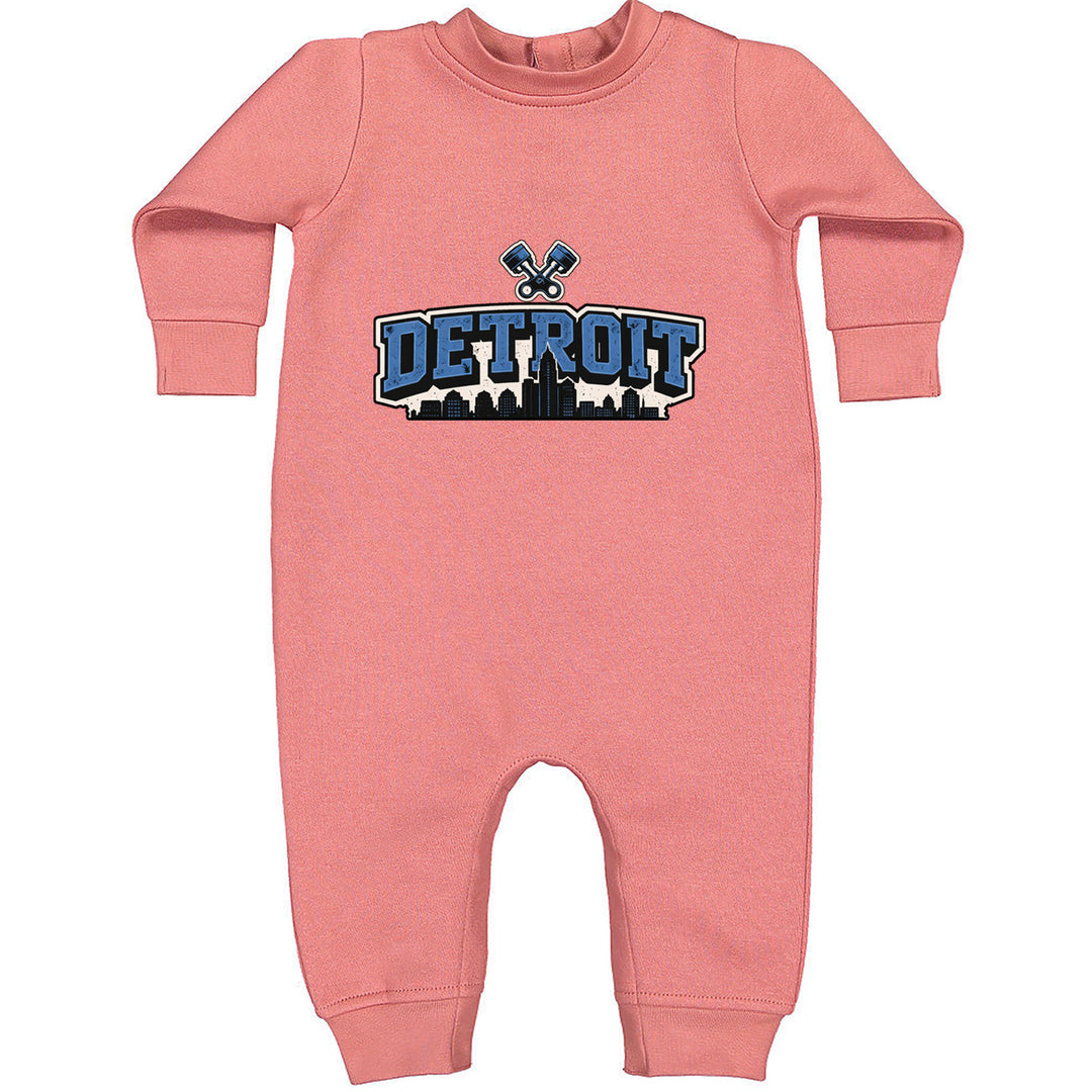 Detroit Motor City Retro Piston Toddler Hoodie Or Infant Fleece Romper Mauve