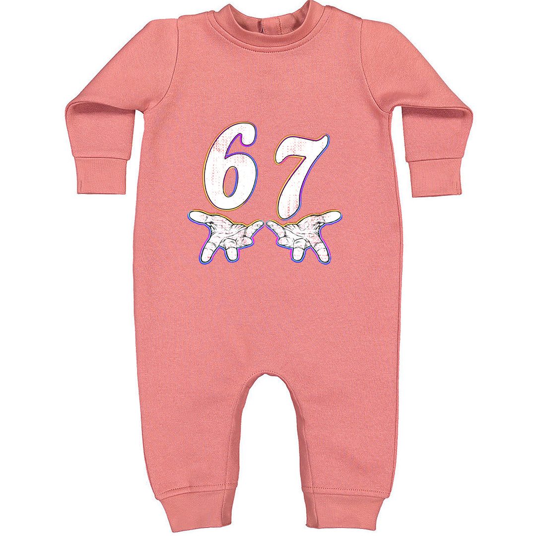 67 Hands Meme Viral Drill Toddler Hoodie Or Infant Fleece Romper Mauve