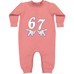 67 Hands Meme Viral Drill Toddler Hoodie Or Infant Fleece Romper Mauve