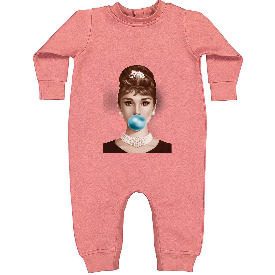 Audrey Hepburn Chewing Bubble Gum American Icon Toddler Hoodie Or Infant Fleece Romper Mauve