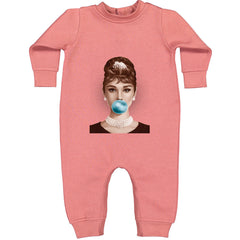 Audrey Hepburn Chewing Bubble Gum American Icon Toddler Hoodie Or Infant Fleece Romper Mauve