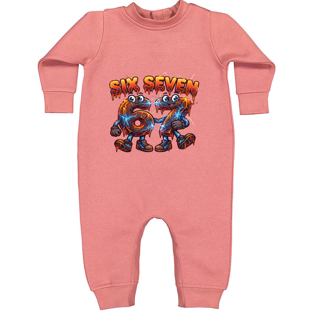 67 Lava Lightning Six Seven Meme Toddler Hoodie Or Infant Fleece Romper Mauve