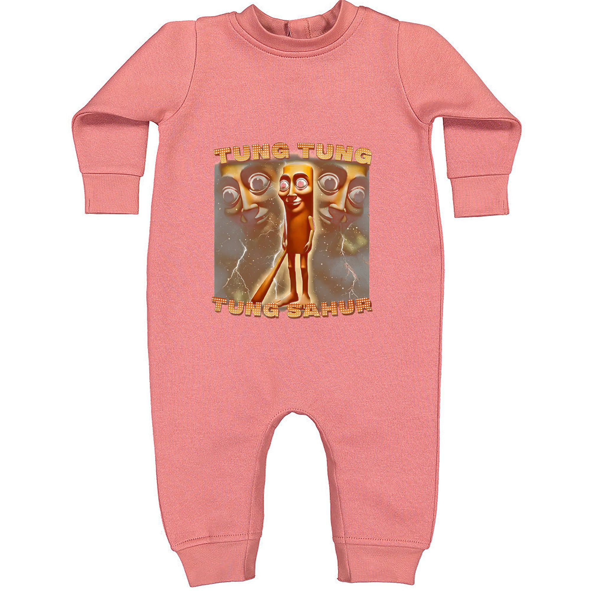 Tung Tung Tung Sahur Enforcer Toddler Hoodie Or Infant Fleece Romper Mauve