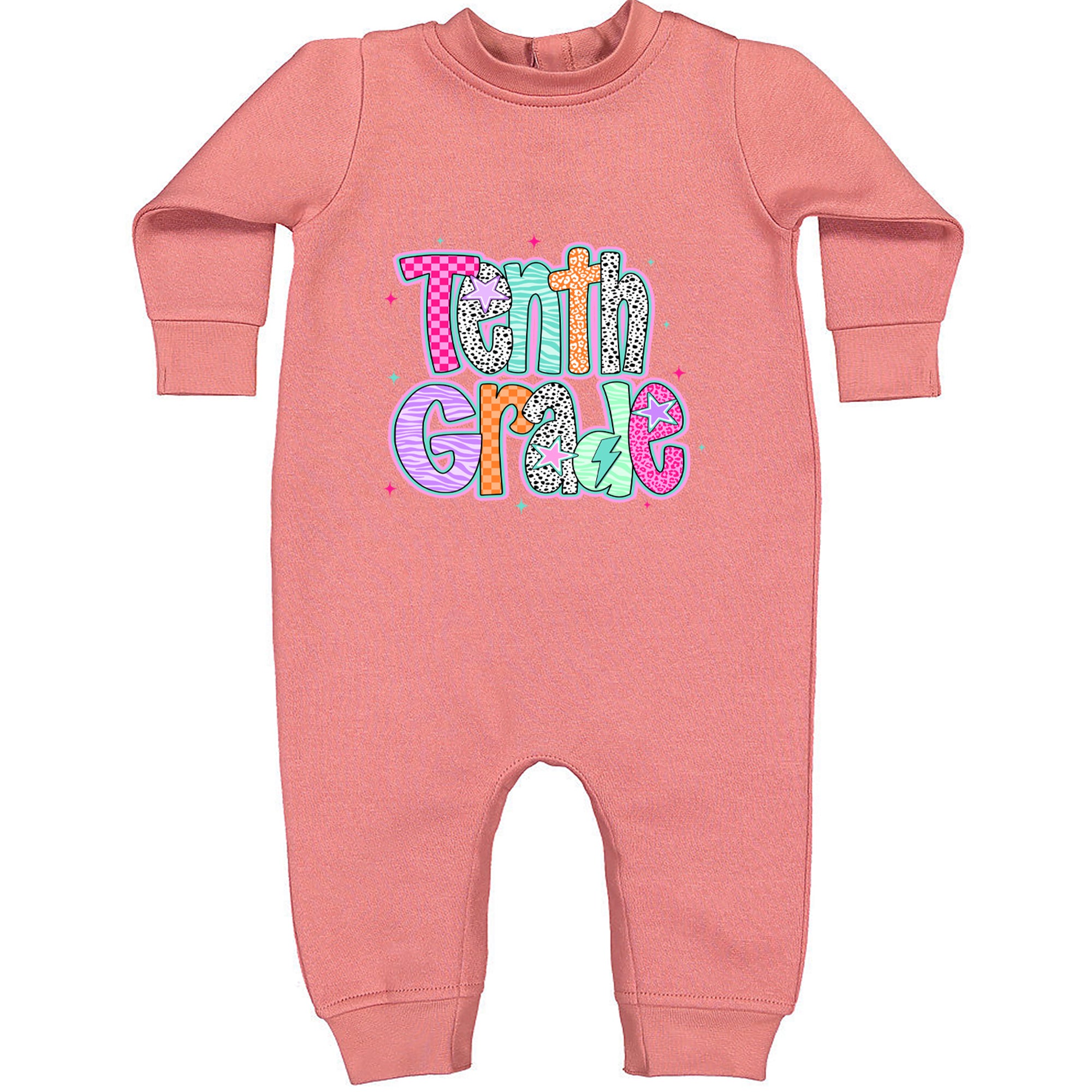 Tenth Grade Trendsetter Colorful Back to School Toddler Hoodie Or Infant Fleece Romper Mauve