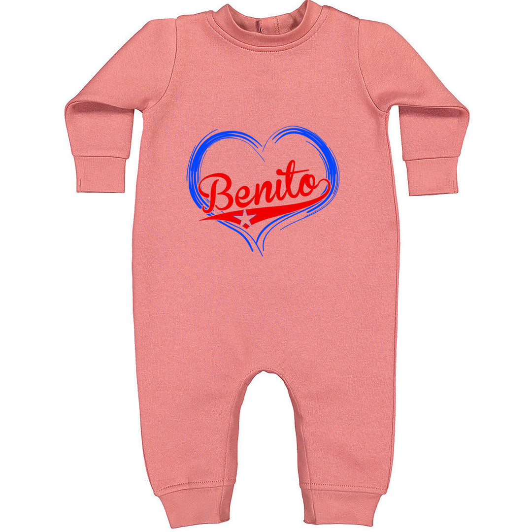 Benito Heart Puerto Rico Toddler Hoodie Or Infant Fleece Romper Mauve
