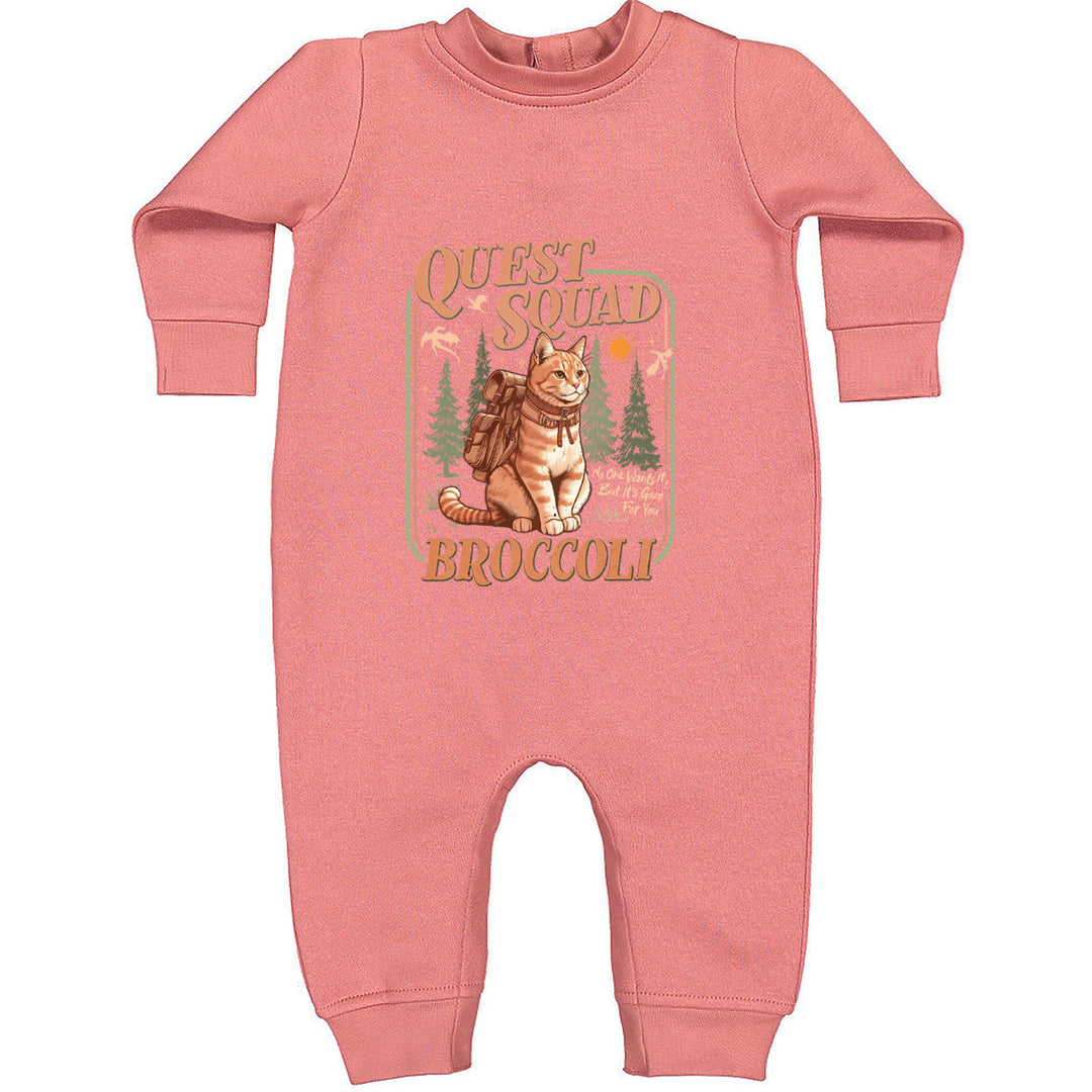 Quest Squad Broccoli Cat Fantasy Reader  Toddler Hoodie Or Infant Fleece Romper Mauve