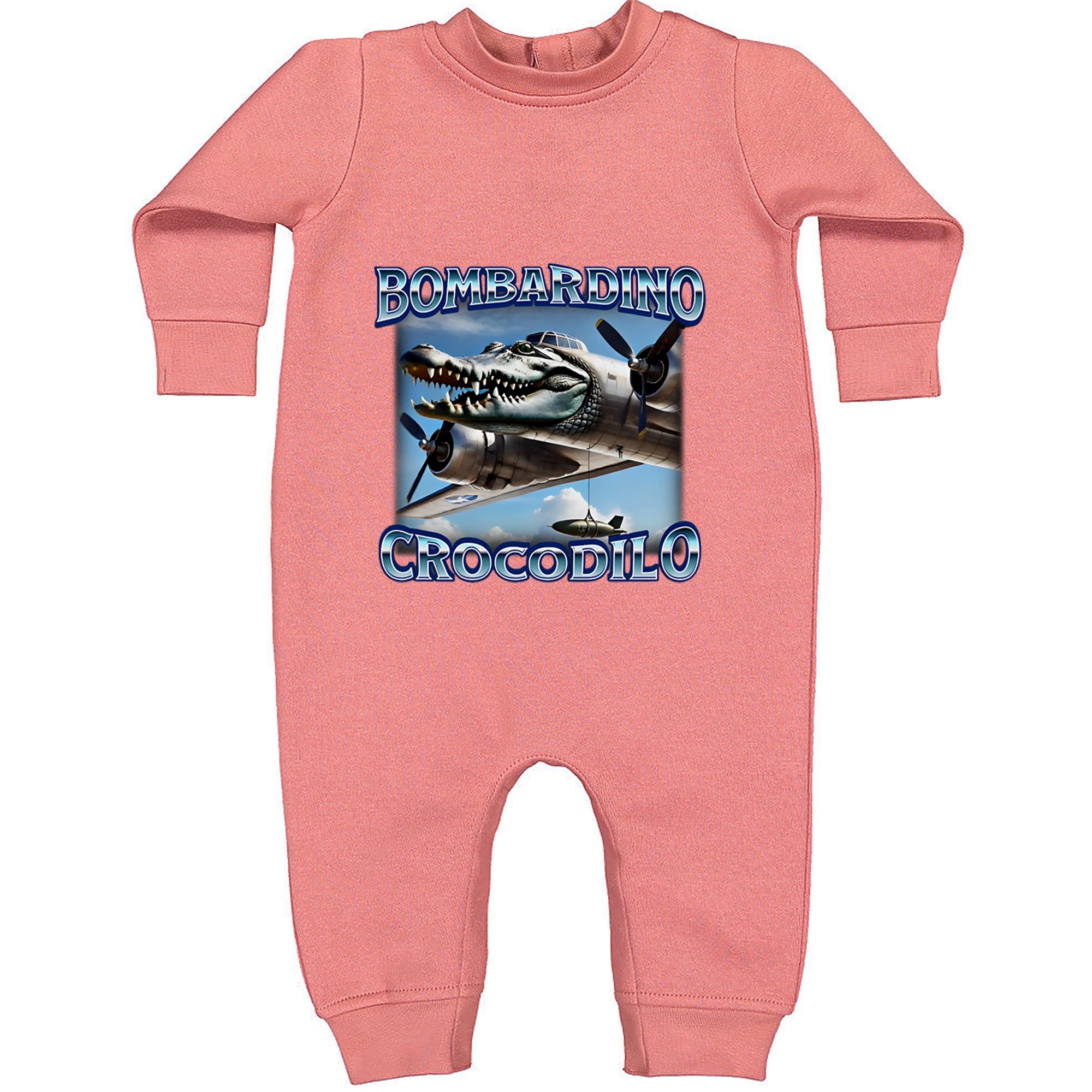 Bombardino Crocodilo Brainrot Toddler Hoodie Or Infant Fleece Romper Mauve