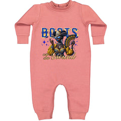 Boots On Da Ground Folding Fan Toddler Hoodie Or Infant Fleece Romper Mauve