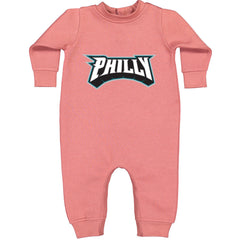 Philly Bold Block Throwback Toddler Hoodie Or Infant Fleece Romper Mauve