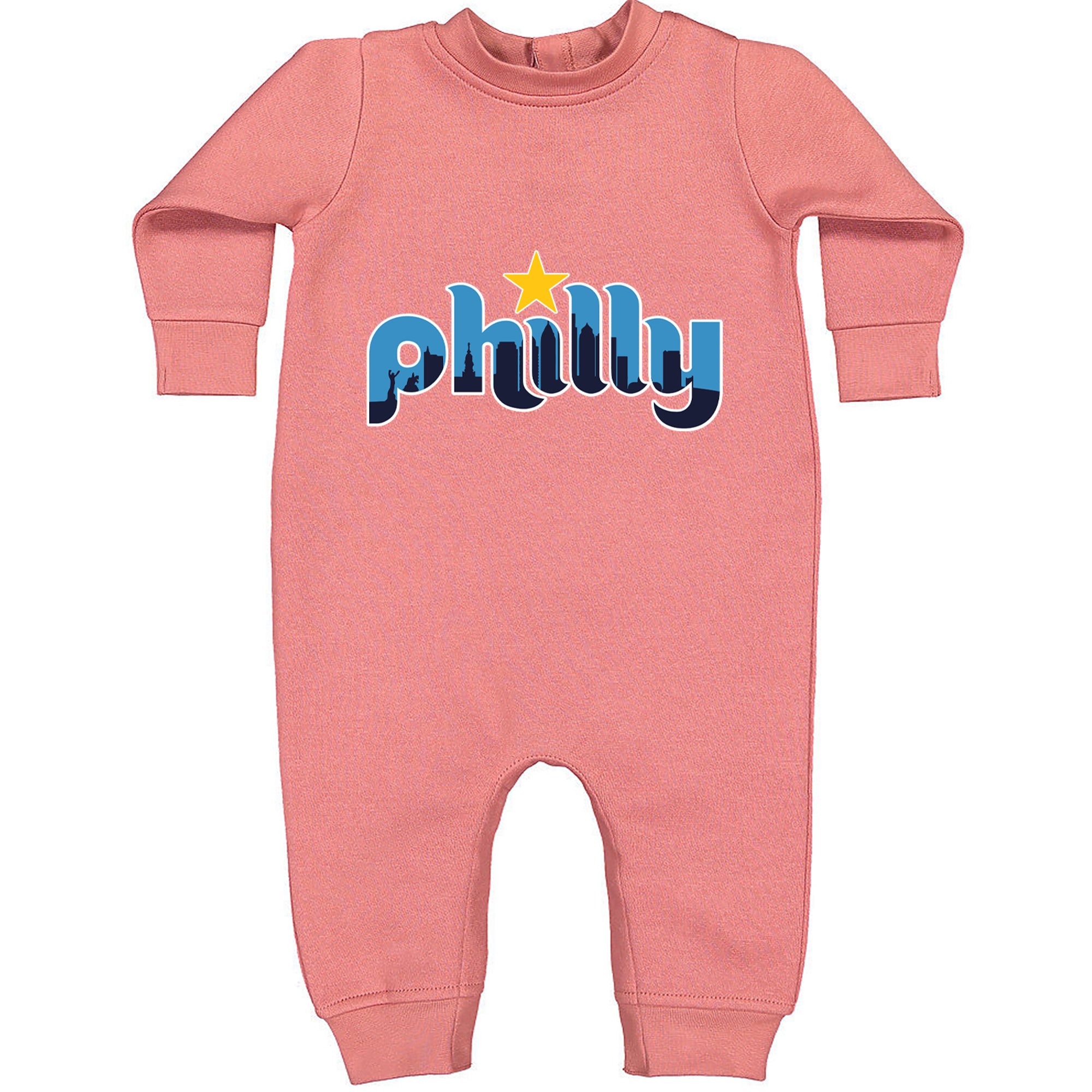 Skyline Philly Philadelphia Toddler Hoodie Or Infant Fleece Romper Mauve