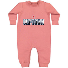 Chicago Chi-Town City Pride Toddler Hoodie Or Infant Fleece Romper Mauve