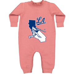 Los Angeles Baseball Batter Up Toddler Hoodie Or Infant Fleece Romper Mauve