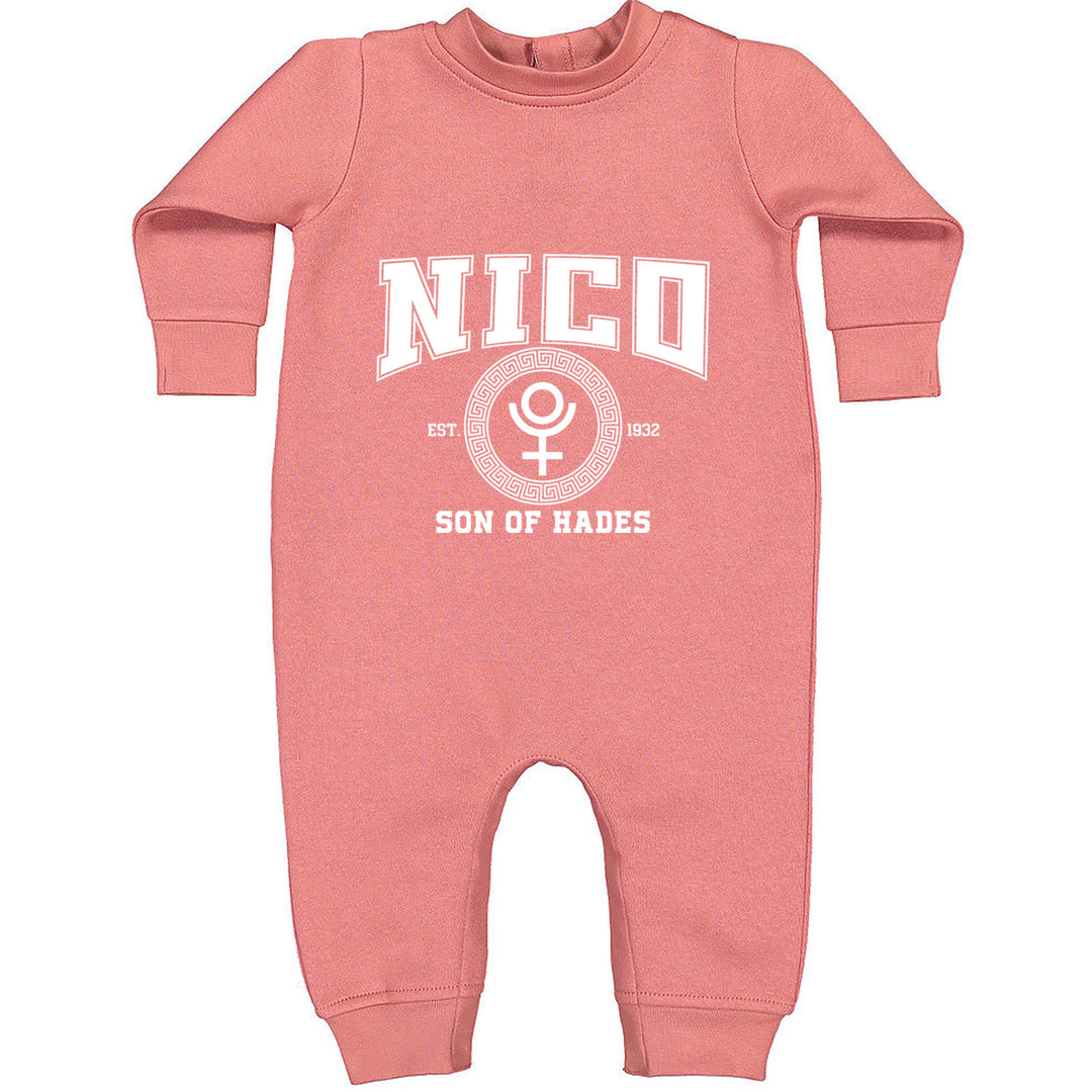 Nico Son of Hades Underworld Crest Toddler Hoodie Or Infant Fleece Romper Mauve