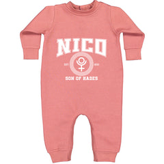 Nico Son of Hades Underworld Crest Toddler Hoodie Or Infant Fleece Romper Mauve
