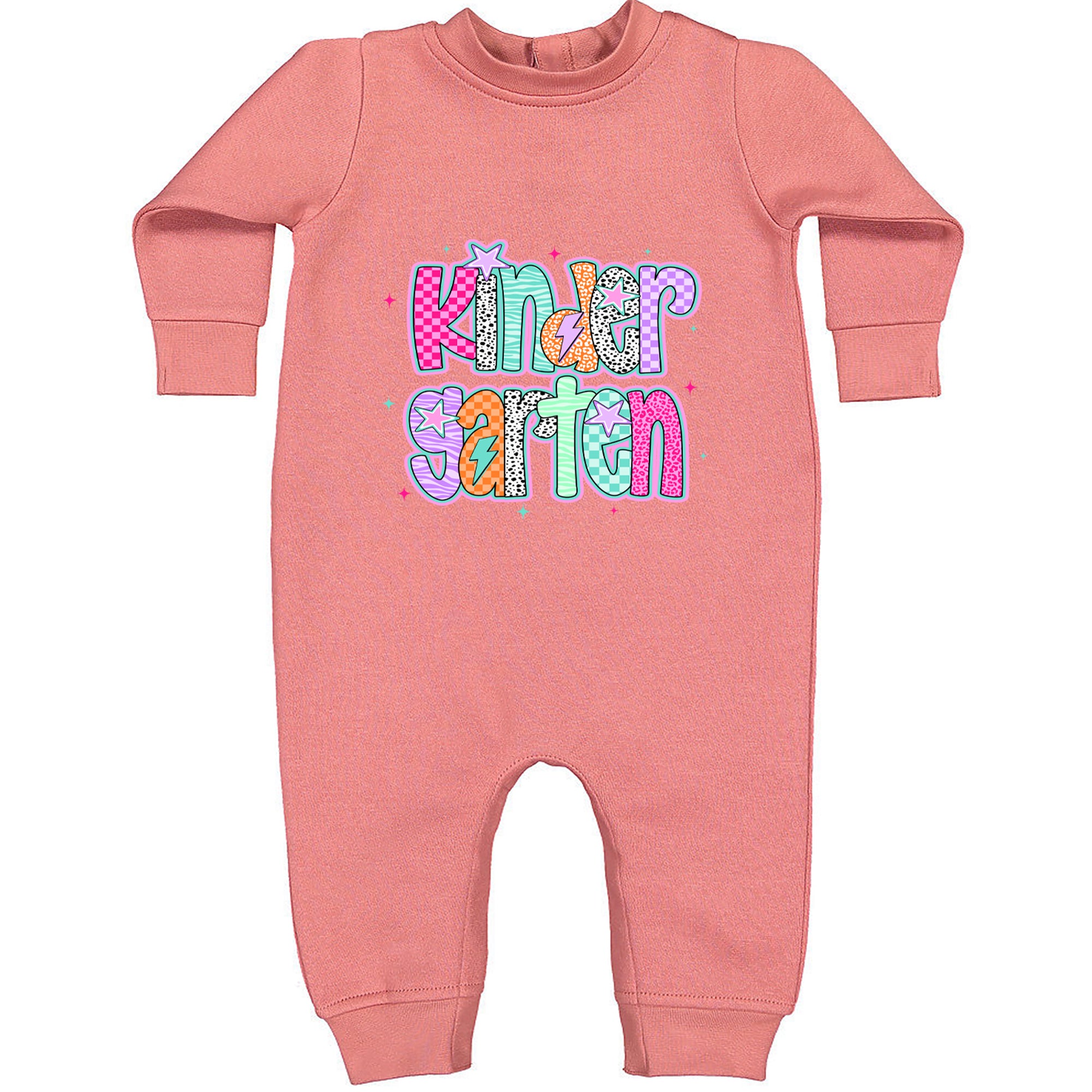 Kindergarten Cutie Colorful Back to School Toddler Hoodie Or Infant Fleece Romper Mauve