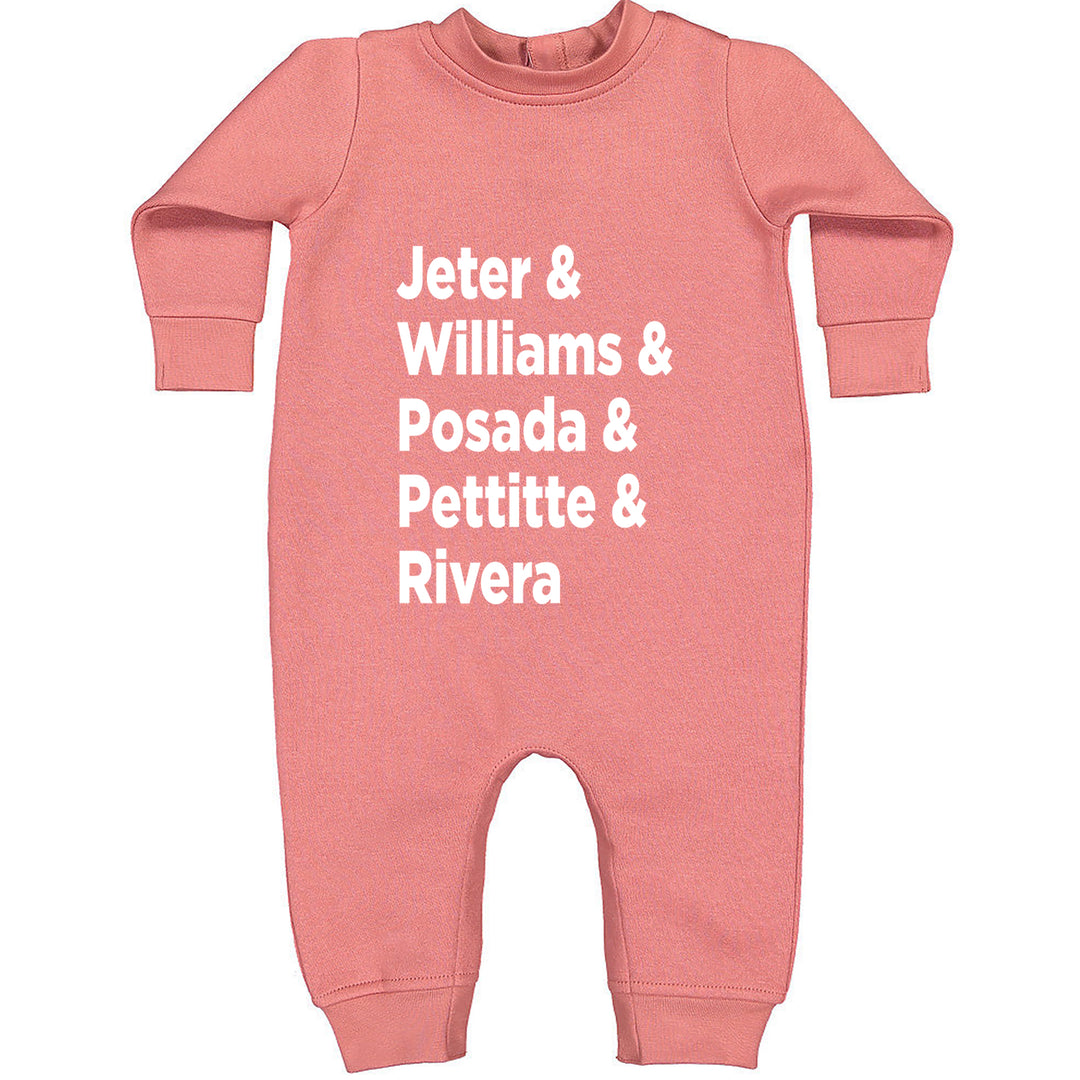 Jeter & Williams & Posada & Pettitte & Rivera Toddler Hoodie Or Infant Fleece Romper Mauve