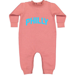 Philly Philadelphia Pride graphic on Toddler Hoodie and Baby Fleece Onesie in Mauve alternate view 2