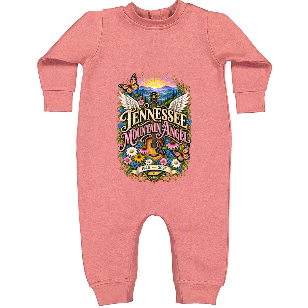 Tennessee Mountain Angel Wings Dolly Toddler Hoodie Or Infant Fleece Romper Mauve