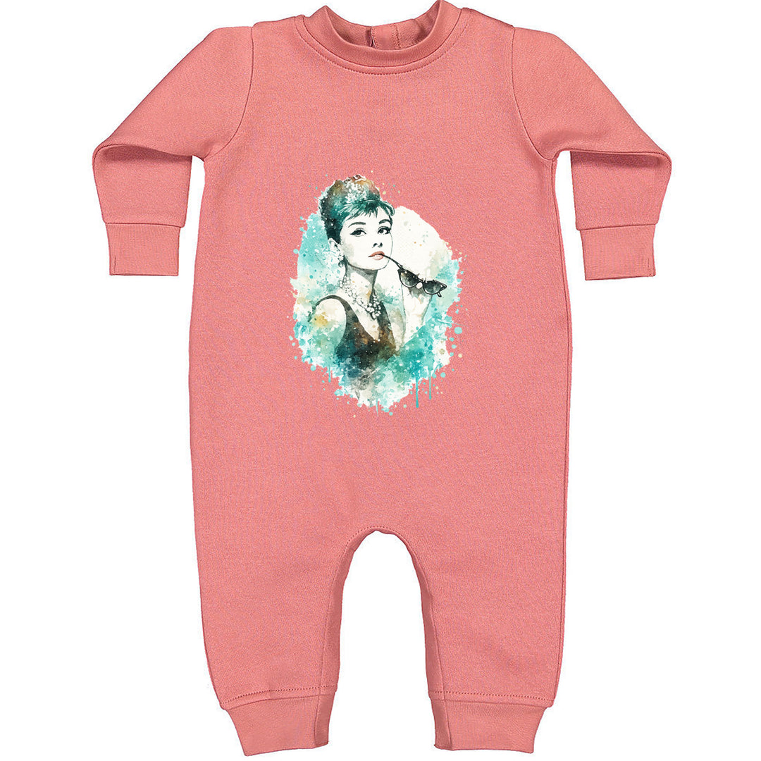 Mrs. Herpburn Iconic Watercolors Toddler Hoodie Or Infant Fleece Romper Mauve