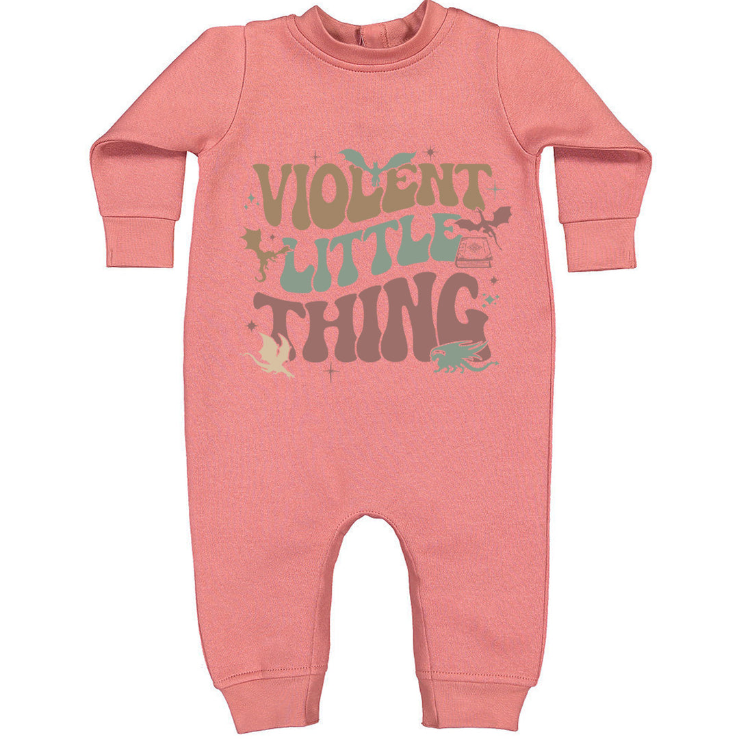 Violent Little Thing Dragon graphic on Toddler Hoodie and Baby Fleece Onesie in Mauve alternate view 2