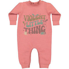 Violent Little Thing Dragon graphic on Toddler Hoodie and Baby Fleece Onesie in Mauve alternate view 2