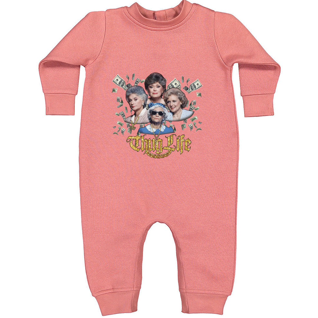 Golden Chain Thug Life Girls Toddler Hoodie Or Infant Fleece Romper Mauve