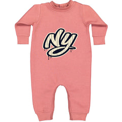 NYC New York City Grunge Street Toddler Hoodie Or Infant Fleece Romper Mauve