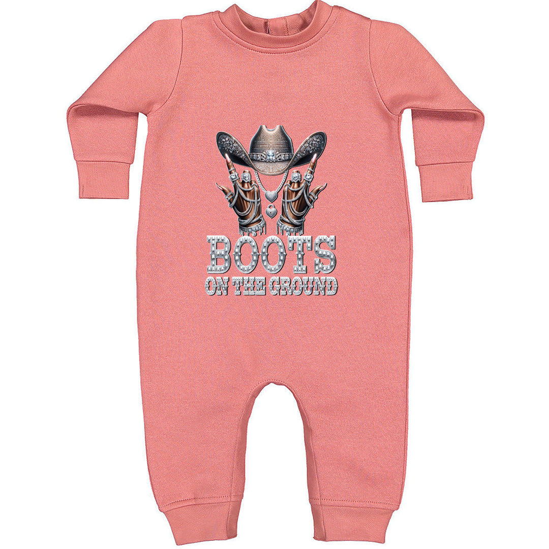 Boots On The Ground Bling Toddler Hoodie Or Infant Fleece Romper Mauve