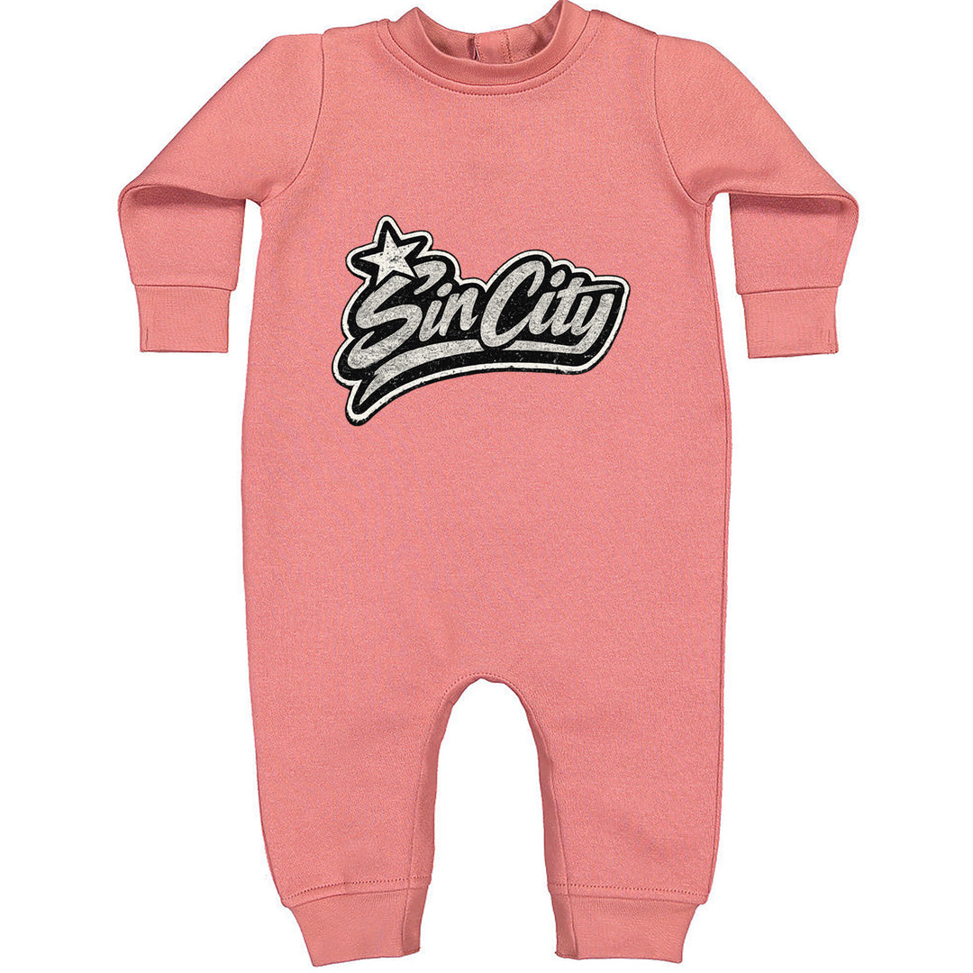 Sin City Vegas Retro Vintage Toddler Hoodie Or Infant Fleece Romper Mauve