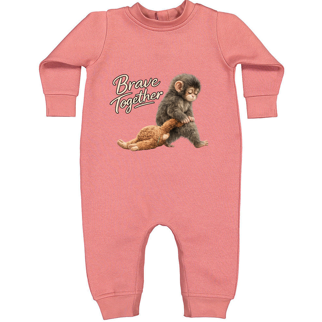 Punch Brave Together Stuffed Animal Toddler Hoodie Or Infant Fleece Romper Mauve