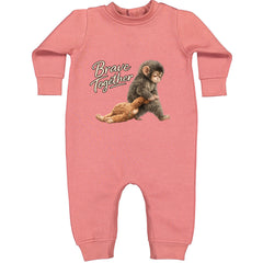 Punch Brave Together Stuffed Animal Toddler Hoodie Or Infant Fleece Romper Mauve