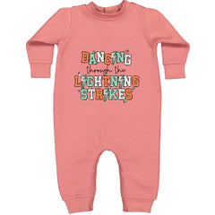 Dancing Through The Lightning Strikes Toddler Hoodie Or Infant Fleece Romper Mauve