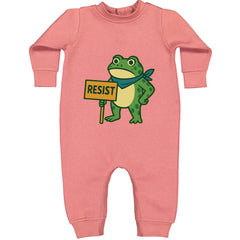 Sign Resist Meme Frog Protest Toddler Hoodie Or Infant Fleece Romper Mauve