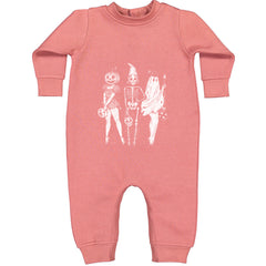 Vintage Spooky Squad Pinup Halloween Design Toddler Hoodie Or Infant Fleece Romper Mauve