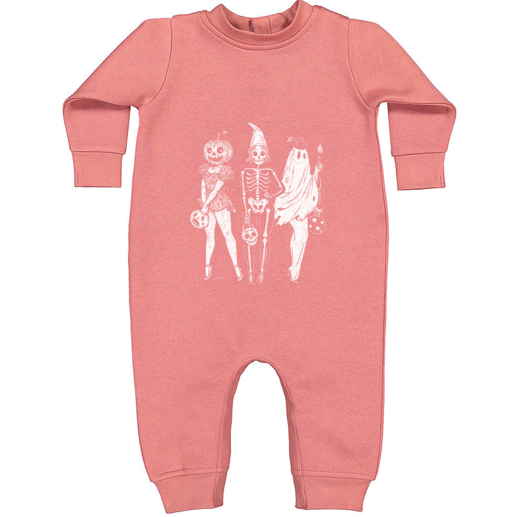 Vintage Spooky Squad Pinup Halloween Design Toddler Hoodie Or Infant Fleece Romper Mauve