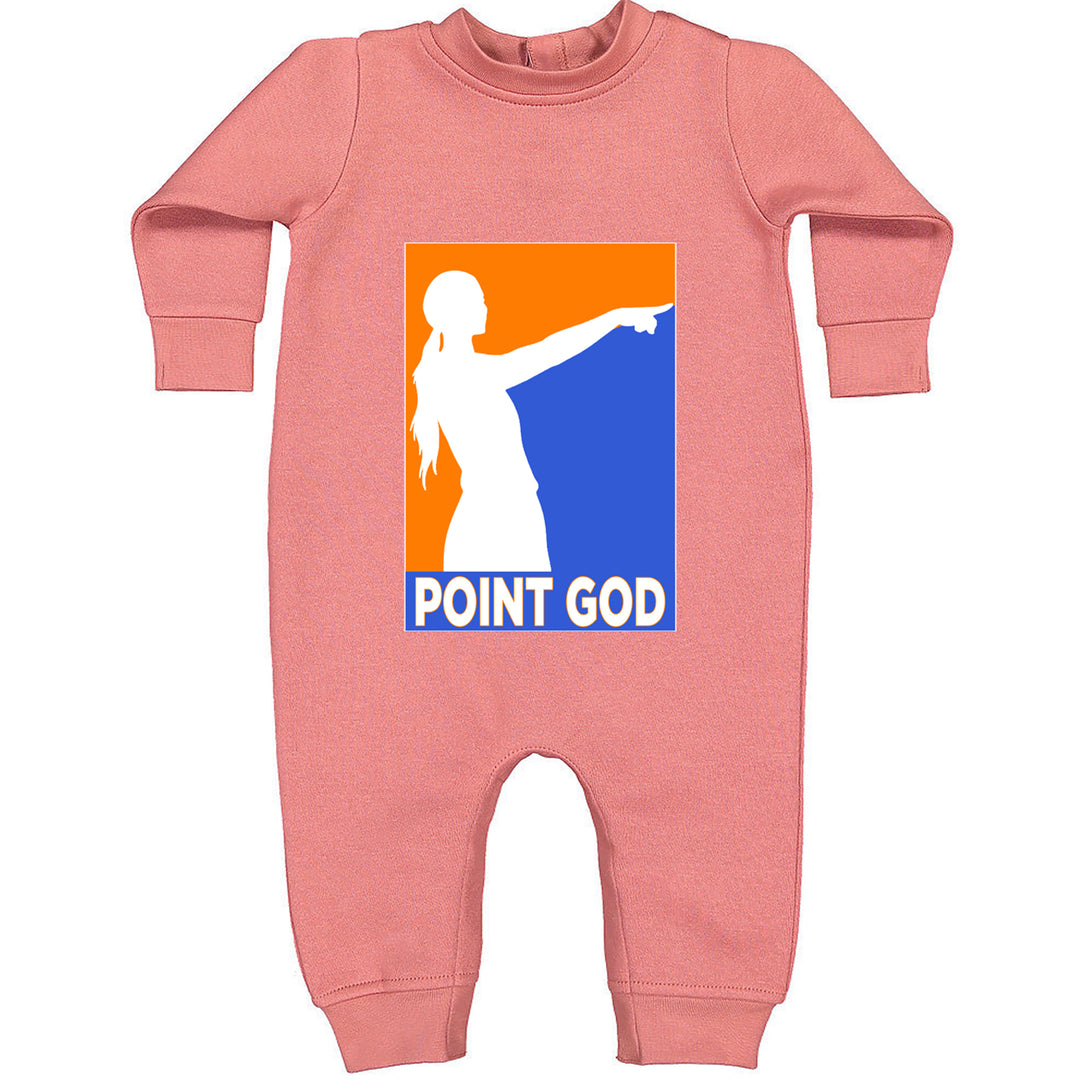 Point God Cunningham Basketball Pointing Meme  Toddler Hoodie Or Infant Fleece Romper Mauve