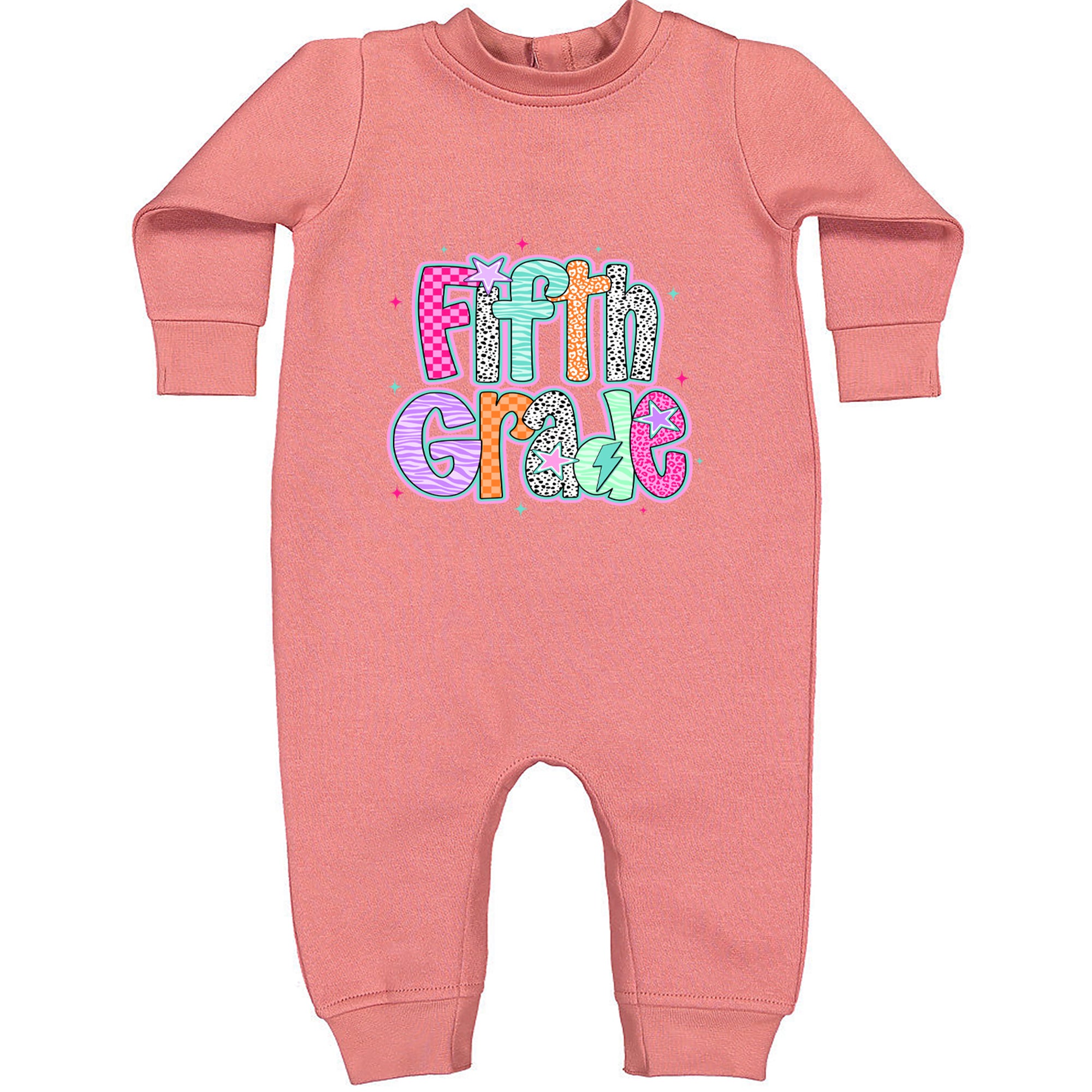 Fifth Grade Fly Colorful Back to School Toddler Hoodie Or Infant Fleece Romper Mauve
