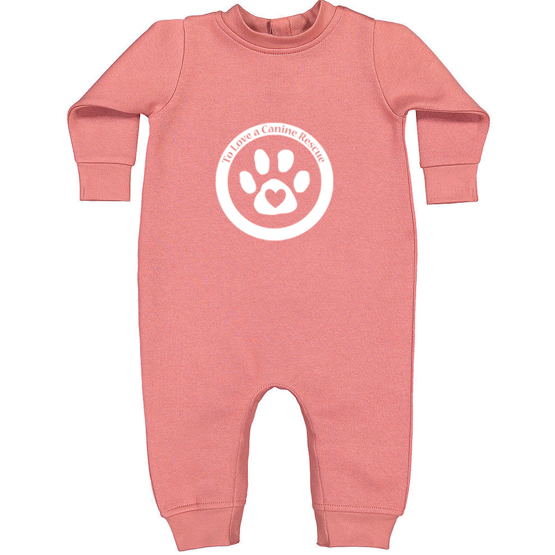 TLC To Love a Canine Dog Rescue White Toddler Hoodie Or Infant Fleece Romper Mauve