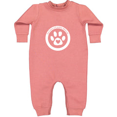 TLC To Love a Canine Dog Rescue White Toddler Hoodie Or Infant Fleece Romper Mauve