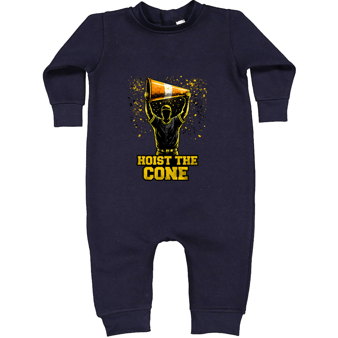 Hoist The Cone Pittsburgh Pride Toddler Hoodie Or Infant Fleece Romper Navy Blue