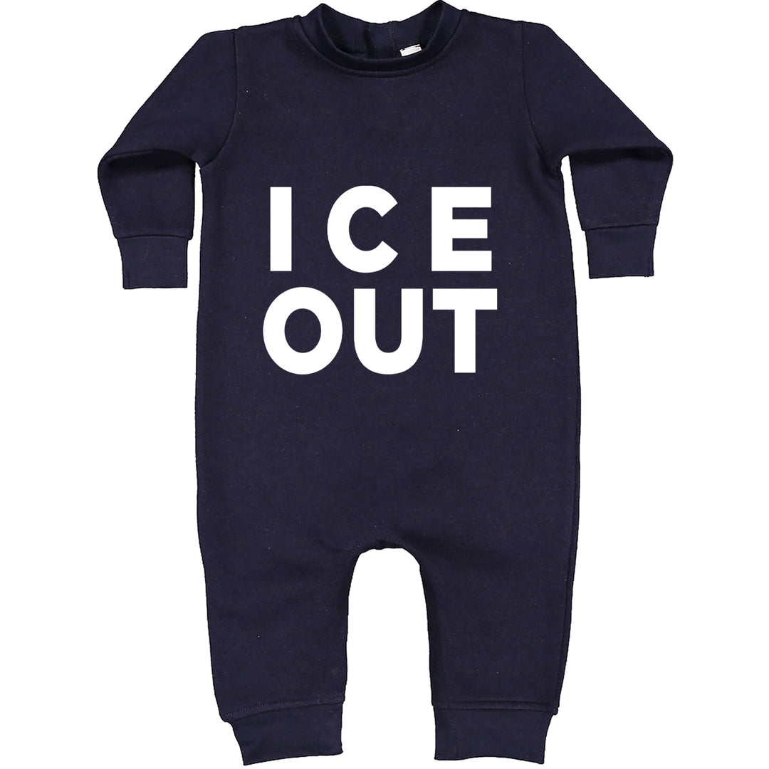 Ice Out Protest Toddler Hoodie Or Infant Fleece Romper Navy Blue