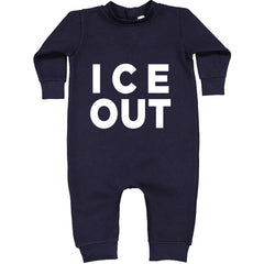 Ice Out Protest Toddler Hoodie Or Infant Fleece Romper Navy Blue